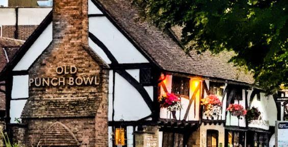 The Old Punch Bowl - A charming, historic pub with a Sunday lunch menu that includes traditional roast dinners, as well as vegetarian options. The food is cooked to perfection, and the portions are generous. Information from their website
