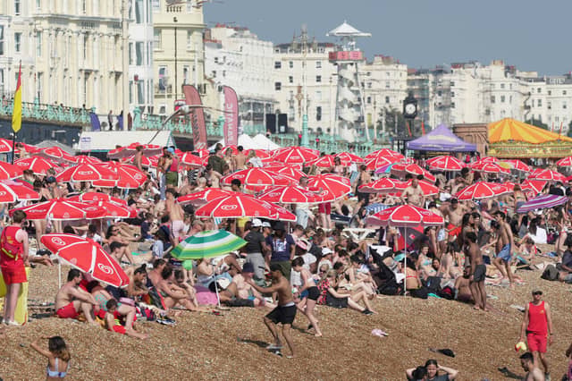 Brighton beach on June 25, 2024 during the heatwave. Picture: Eddie Mitchell
