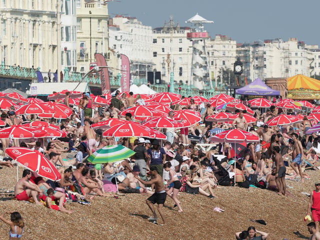 Brighton beach on June 25, 2024 during the heatwave. Picture: Eddie Mitchell