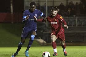 Mustapha Olagunju in action for Huddersfield Town against Liverpool u23s. (Photo by Nick Taylor/Liverpool FC/Liverpool FC via Getty Images)