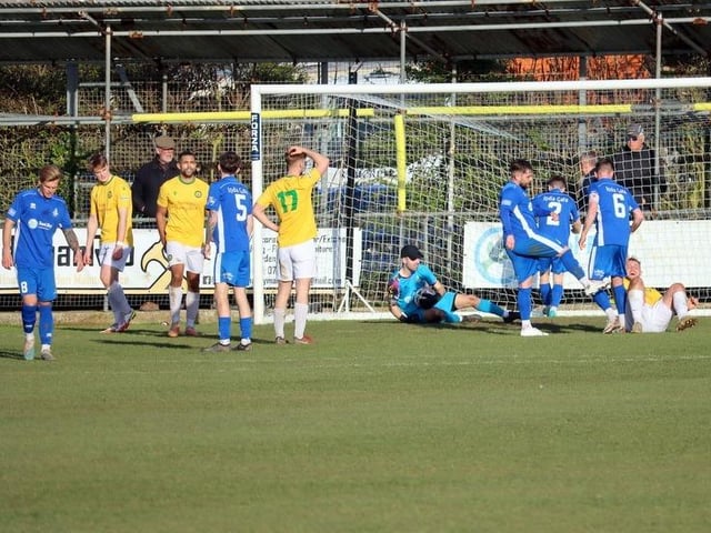 Action from Selsey's 4-3 win over Godalming in the SCFL Division 1