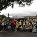Demonstrators at the South Downs site of the UKOG drilling site at Broadford Bridge, West Chiltington