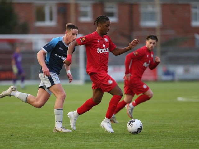 Action from Worthing's 6-4 win at home to Dover in National League South
