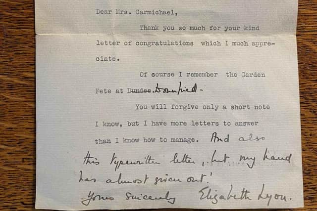 Letter from The Queen Mother dated January 27, 1923.