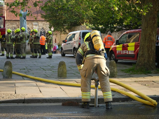 15 photos: smoke rising from West Sussex Cathedral and fire engines, ambulances and police on scene
