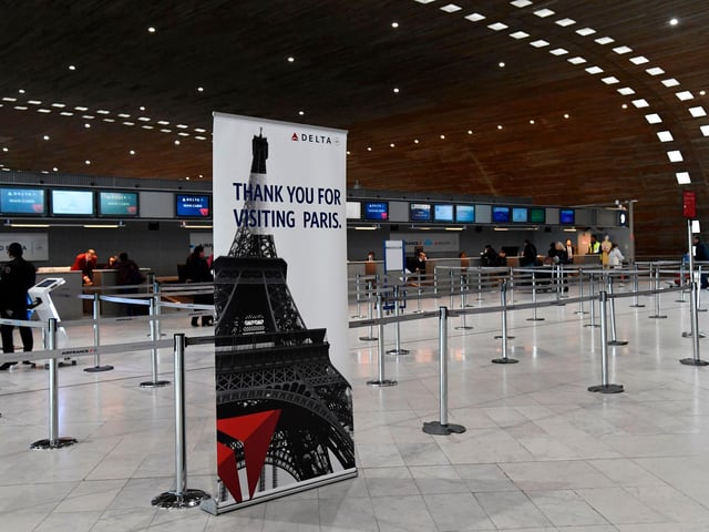 Charles de Gaulle Airport saw 62 per cent of flights delayed, and 3.1 per cent cancelled. Picture by BERTRAND GUAY/AFP via Getty Images