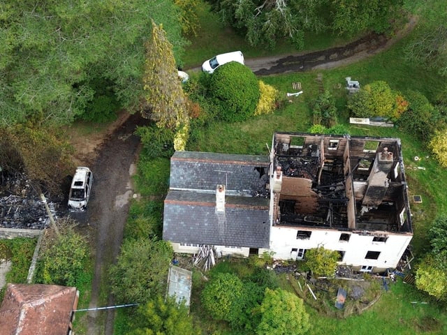 New pictures show the scene of a house fire in East Sussex.
