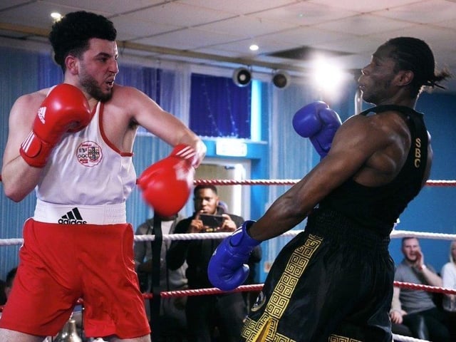 Action from Crawley's junior boxing squad at their annual blockbuster at the Goffs Park Social Club on Sunday. Picture by Max Spanner Photography