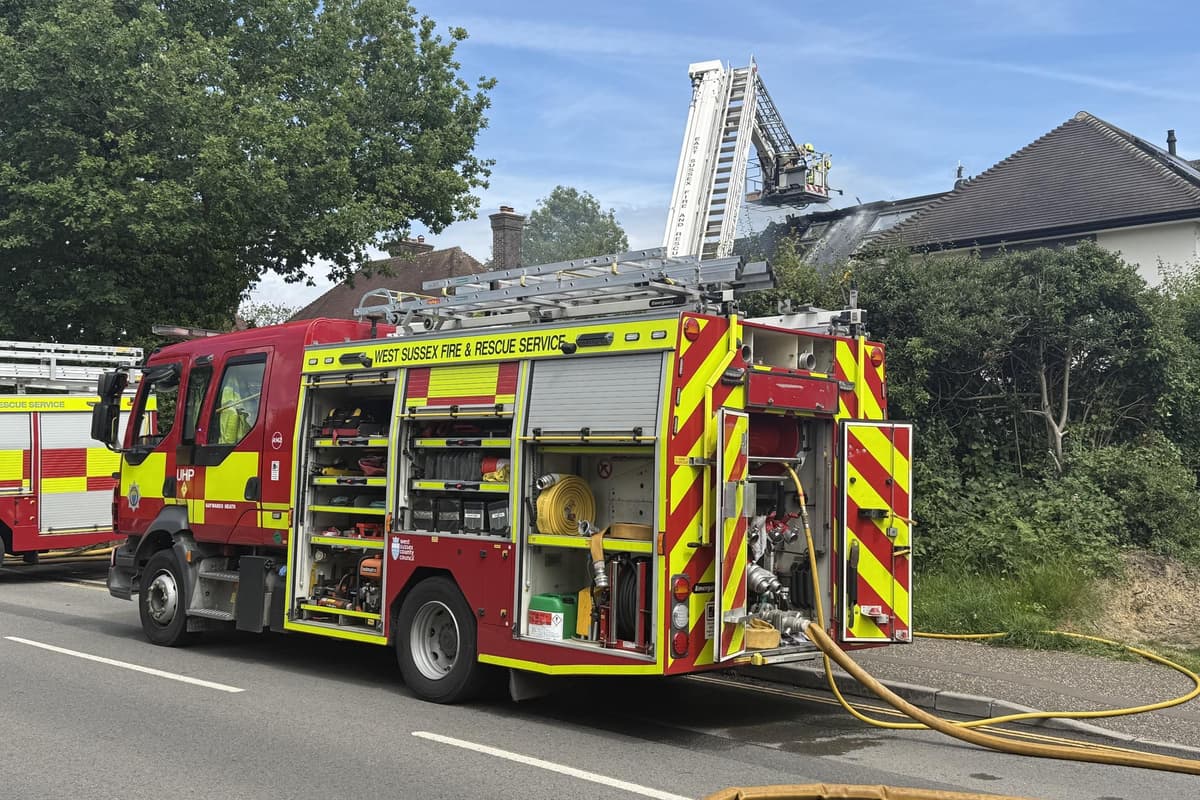 Photos show fire engine with crane at Haywards Heath incident