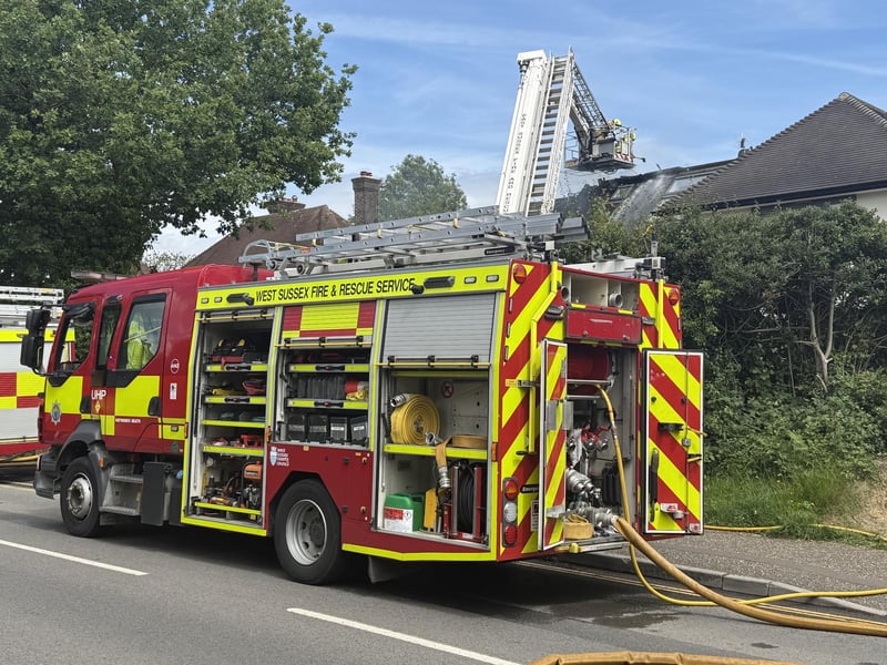 A fire engine at Gander Hill in Haywards Heath. Photo: Sussex News and Pictures