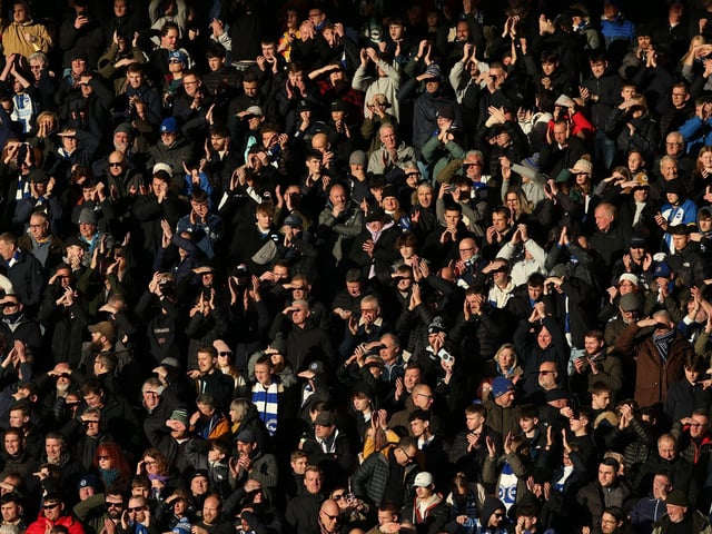 SOUTHAMPTON, ENGLAND - DECEMBER 26: Brighton & Hove Albion supporters look on prior to the Premier League match between Southampton FC and Brighton & Hove Albion at Friends Provident St. Mary's Stadium on December 26, 2022 in Southampton, England. (Photo by Steve Bardens/Getty Images)