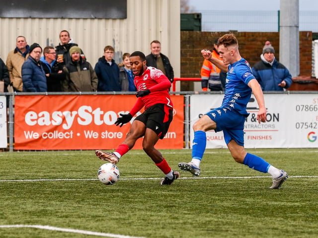 Action from Eastbourne Borough's 2-0 home loss to Worthing in National South