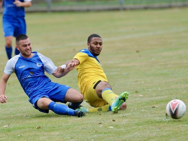 Shoreham FC take on Epsom and Ewell FC in a pre-season friendly at Middle Road
