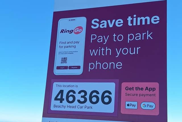 A QR code has been placed on a parking sign in Eastbourne. Photo: EBC