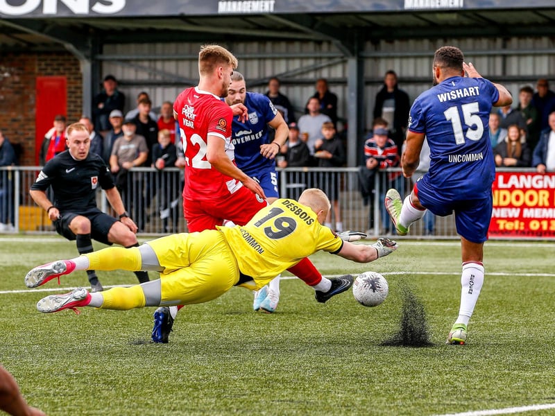 Images from Eastbourne Borough's 2023-24 season opener, a 1-0 National South home win over Hampton and Richmond