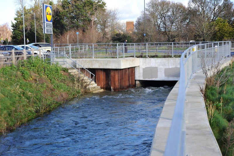 High water levels in the River Lavant at Chichester on January 9 . Pic S Robards SR22010902