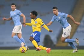 Brighton & Hove Albion's Percy Tau. (Photo by LAURENCE GRIFFITHS/POOL/AFP via Getty Images)