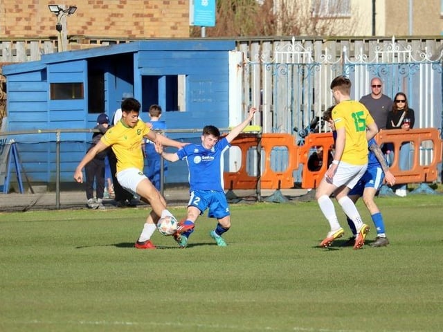 Action from Selsey's 4-3 win over Godalming in the SCFL Division 1