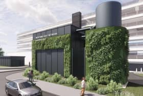 How part of the new Worthing energy centre could look, complete with 'living wall'. Picture: Worthing Borough Council planning portal