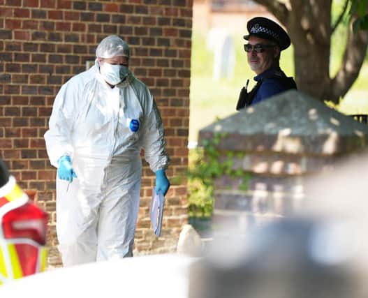 Sussex Police were spotted at Newhaven Cemetery on Saturday morning, June 10