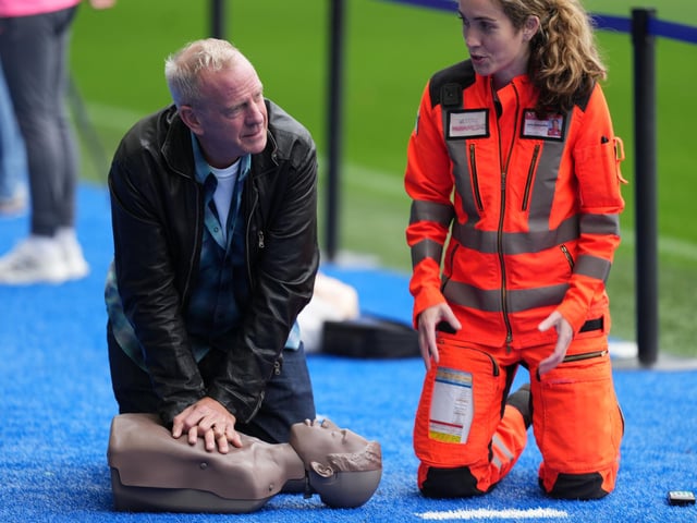 Music legend Fatboy Slim does CPR training at Amex Stadium ahead of Restart A Heart Day