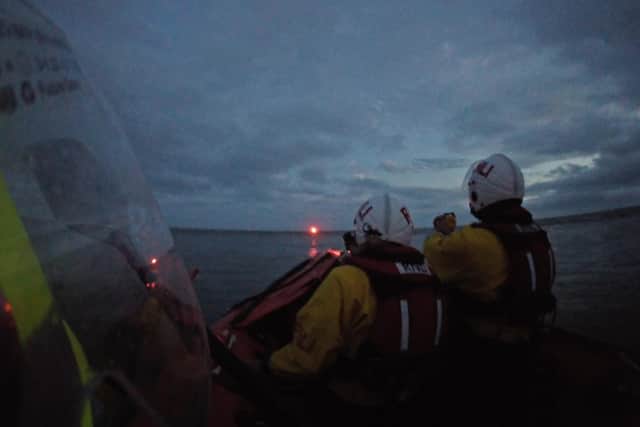 The volunteer crew of Littlehampton RNLI see a flare from the stricken vessel. Photo: RNLI