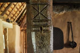 Photo caption: Witch post and fire place, in 'Stang End' longhouse, Ryedale-Folk-Museum-by Olivia B