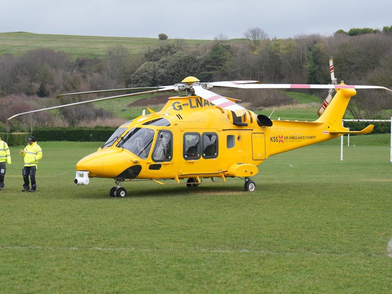 At least one person was airlifted to hospital. An air ambulance has been pictured at East Brighton Park – near the Royal Sussex County Hospital.