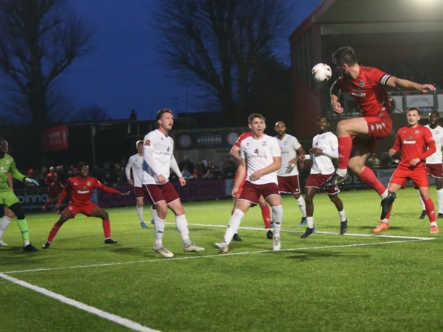 Action from Worthing FC's 3-1 home defeat to Chelmsford in the National League South at Woodside Road