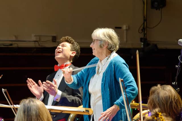 Christine Roberts guest conducts WPO to Dominic Grier's delight (pic by Keith Tellick)