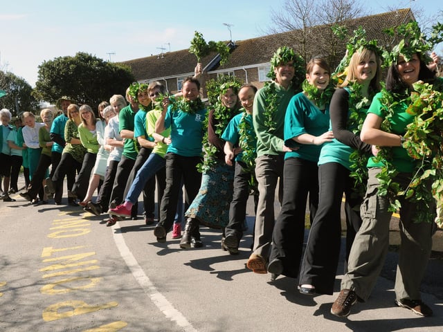 Some of the staff from St Barnabas House on March 26, 2010, at the Launch of a Go Green campaign