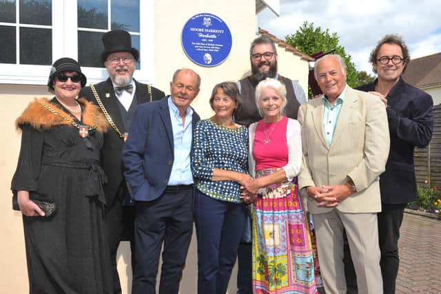 Moore Marriott's grandchildren, with Mayor and mayoress of bishop's wallop, Tom Marshall and Bob Golding. The unveiling of a memorial plaque to the actor Moore Marriott at Rose Green Rd, Bognor Regis. SR24091601 Pic SR Staff/Nationalworld