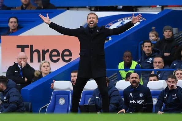 Graham Potter, manager of Chelsea reacts during the Premier League match between Chelsea FC and Southampton