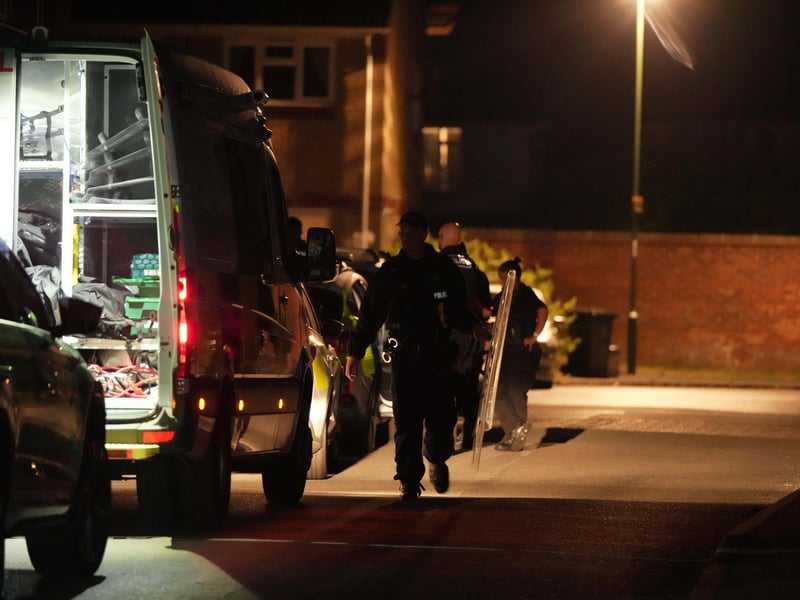 Police at the scene during the night. Picture: Sussex News and Pictures
