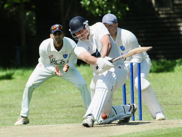 Action from Goring CC v Pagham CC in Division 3 West of the Sussex Cricket League