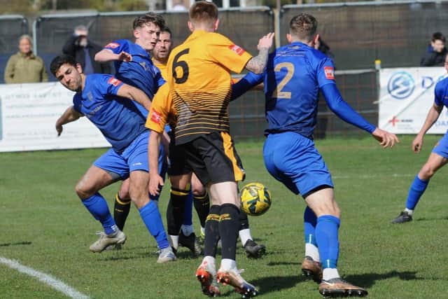 Action from Littlehampton's draw with Lancing on Easter Monday | Picture: Stephen Goodger