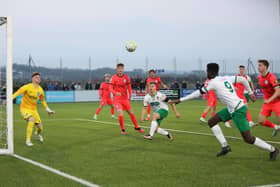 The Rocks on their way to beating Brighton U21s in the Sussex Senior Cup semi-final at Lancing | Picture: Martin Denyer