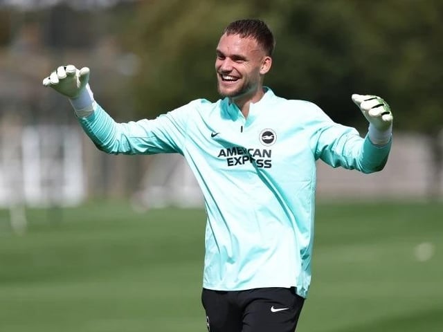 The Brighton stopper looks in good spirits on Friday ahead of the Vitality trip