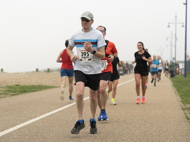 Medals, top 3s, sponsors and a variety from the course of this year's Eastbourne Half Marathon
