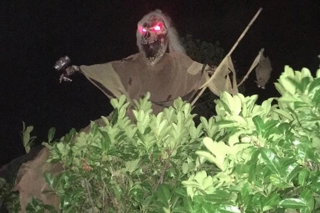 Hallowe'en at Rose Walk in Goring, complete with red eyes and swirling mist