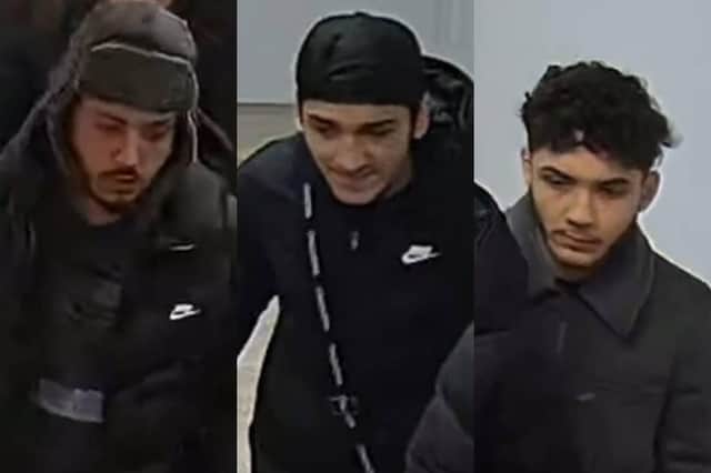 Sussex Police said they are looking to identify three men in relation to a high value theft from a supermarket in Crawley.