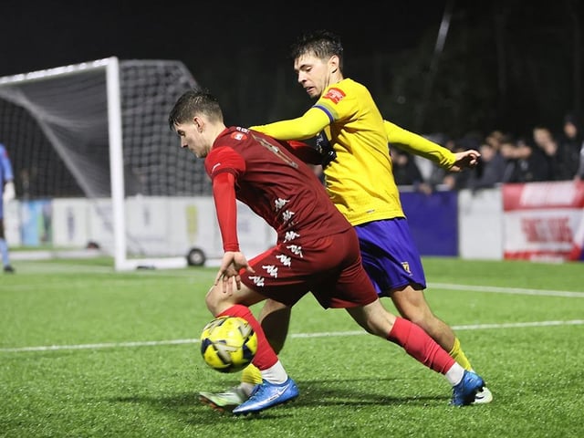 Action from Worthing FC's 4-0 win at Lancing FC in the third round of the Sussex Senior Cup
