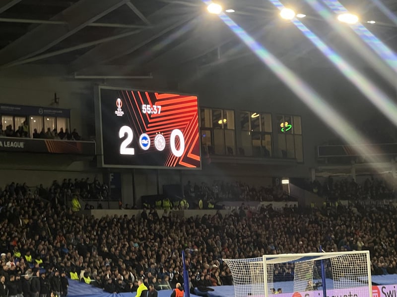 The writing was on the wall for the Ajax fans at this point. Brighton were dominating the game with silky smooth footaball.