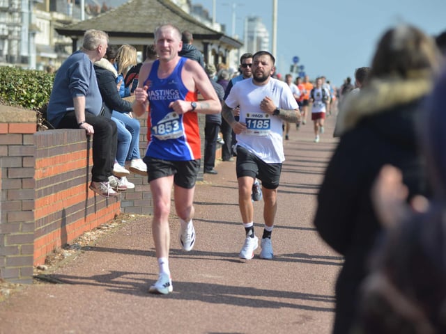 Images from the finish area at the 2026 Hastings Half Marathon