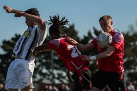 Eastbourne Borough do battle with Dartford at Priory Lane | Picture: Andy Pelling