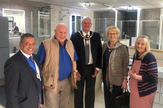 From left: West Sussex County Council chairman Sujan Wickremaratchi, Richard Goddard of F Goddards & Sons, Haywards Heath town mayor Howard Mundin, consort Margaret Baker, and BC Ceramics manager Michelle Gibbons