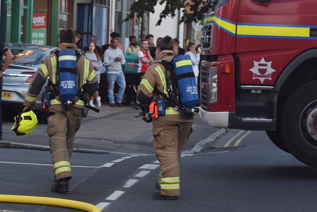 There were no reported injuries after a fire at a flat in Eastbourne on Sunday night.