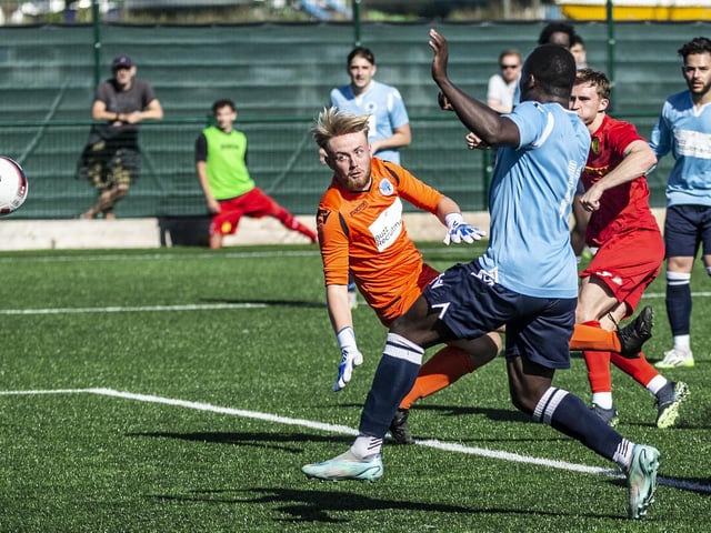 Newhaven FC take on Spelthorne Sports in the FA Cup