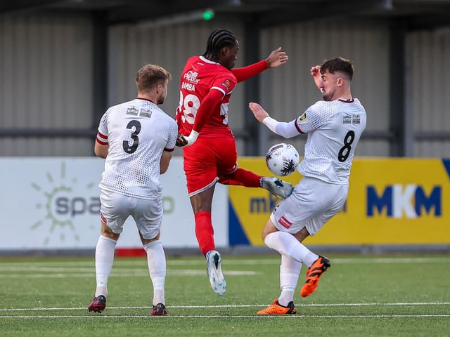 Action from Eastbourne Borough's 0-0 draw at Truro City