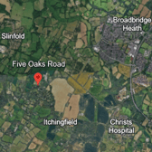 Emergency services were called to Five Oaks Road, near Slinfold, on Tuesday afternoon (October 20). Photo: Google Earth